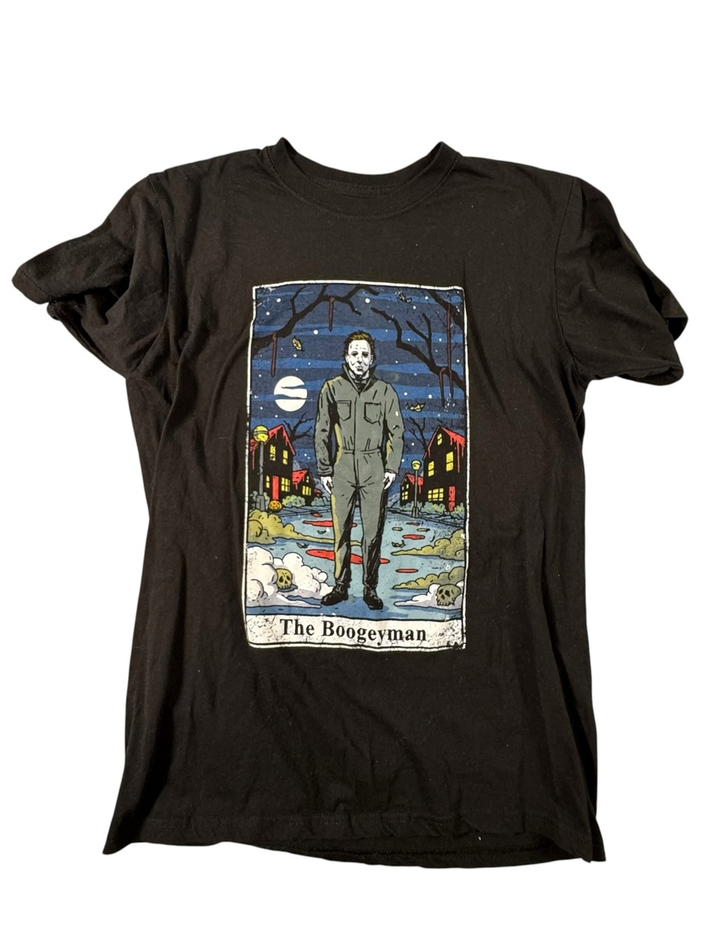 Men's Black Halloween The Boogeyman Graphic Short Sleeve Tee